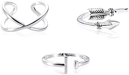 STJERNES 3Pcs 925 Sterling Silver Dainty Ring High Polished Stackable Adjustable Ring Eternity Bands Minimalist Jewelry Gift