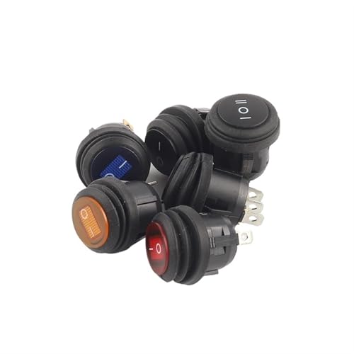 Interruptor basculante KCD1 de 25mm con luz roja para evitar olvidos de encendido en baterías