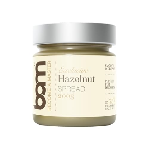 BAM Crema de avellanas, 200 gramos, mínimo 55% de avellanas del Piamonte, postres, suave y cremoso