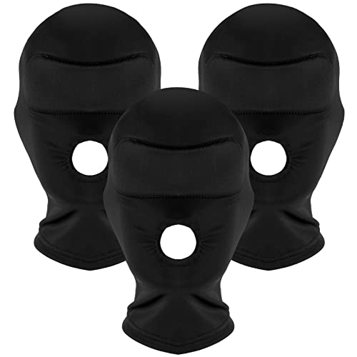 Masque Zentai à trou pour la bouche en éponge élastique - Lot de 3 cagoules complètes