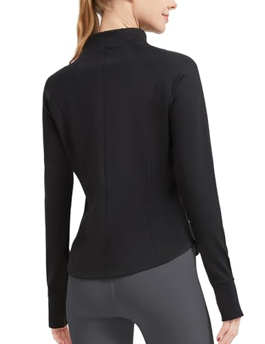 ANIVIVO Jaqueta feminina de corrida de lã, jaqueta esportiva quente com zíper para treino, ioga, aca