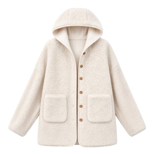 Fuzzy Jackets for Women Plush Sherpa Fleece Stand Collar Button Down Jacket - image 4