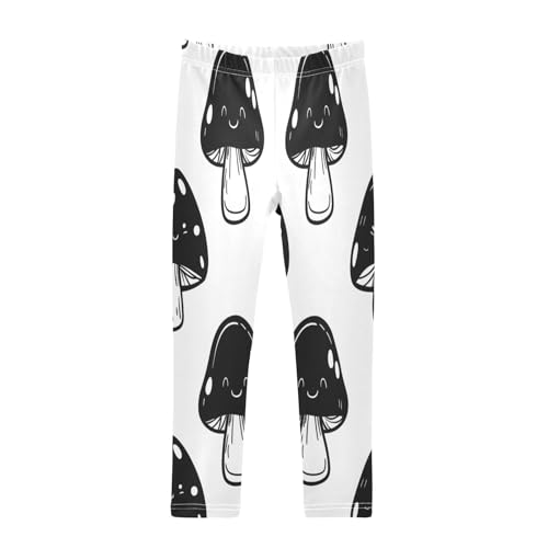 Toddler Girls Leggings Printed Yoga Pants Leggings Black Mushrooms for Kids