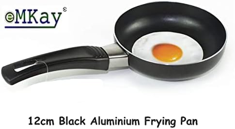 eMKay® 12cm Mini Black Alluminium Frying Pan Perfect for Frying Eggs, Portable Camping Cooking Frying Pan