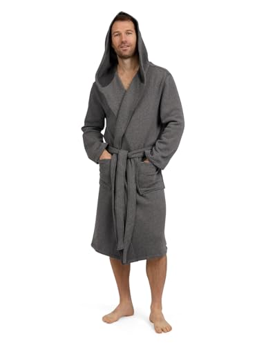 Image of Eddie Bauer Mens Robe - Luxury Fleece Bathrobe with Hood and Pockets | Soft Warm Plush Winter Bath Robe for Men
