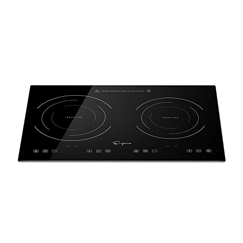 Empava 20.5" Double Elements Electric Stove 1800W Induction Cooktop With Two Separate Heating Zones, Timer, 9 Temperature And Power Levels, Kids Safety Lock, Touch Sensor Control Black #TOP3