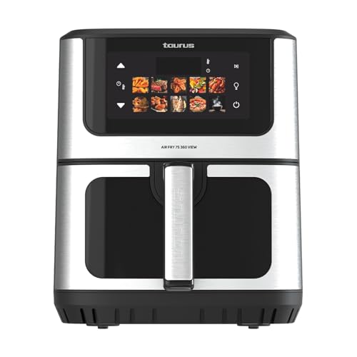 Taurus – Air Fryer 7S 360 View | 6,5L | 10 Programas | Doble Resistencia | Cocción Uniforme | Función Keep Warm | Temporizador 60 min | Pantalla Digital Táctil | 1900W | Libre BPA y PFOA