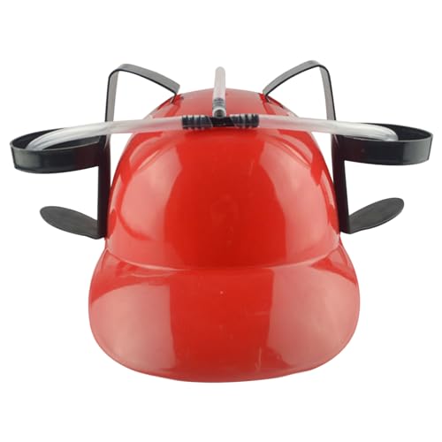 Beer Hat Drinking Hat Fun Drink Hat Safe Plsatic Drinking Helmet With Can Holder And Straw, Funny Hat for Beer Soda Party Football Games Novelty Gift Red Beer Hat - Drinking Hat Drinking Helmet Beer D
