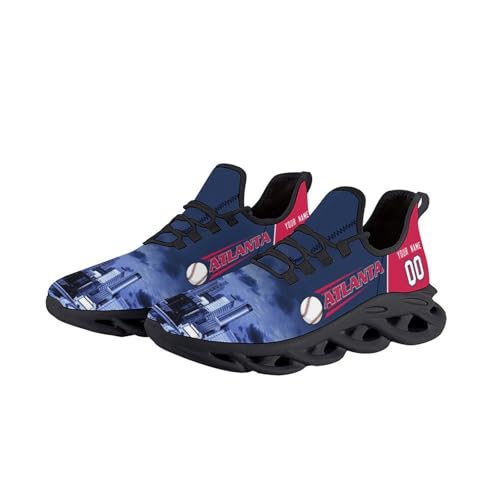 Men Custom Baseball Shoes Workout Shoes Flex Control Sneakers Breathable Lightweight Fashion Sports Personized Name Blue Red