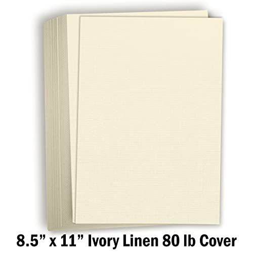 Hamilco Resume Linen Textured Cardstock Paper – 8 1/2 X 11" Blank Thick Heavy Weight 80 Lb Cover Card Stock For Printer - 50 Pack (Ivory) #TOP1