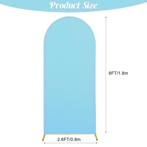 Chiara Wedding Arch Cover - 6FT Baby Blue Spandex Fitted Arch Round Top Stand Covers Double-Side Stretchy Backdrop for Wedding Banquet Birthday Party Ceremony Baby Shower Decoration — view 2