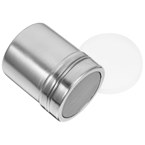 Veemoon Stainless Steel Chocolate Sprinkle Shaker with Lid Medium Fine Mesh Powder Dispenser for Cocoa Coffee Cinnamon Sugar Versatile Kitchen Spice Tool