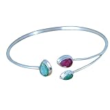 Ruby Corundum Gemstone Bangle Cuff Bracelet, 925 Sterling Silver Jewelry, Raw Emerald Bangles, Cuff
