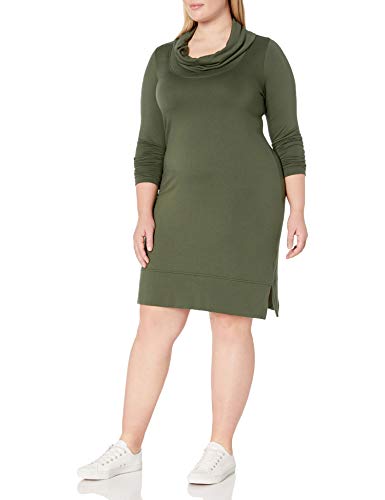 Amazon Brand - Daily Ritual Women's Plus Size Supersoft Terry Long-Sleeve Cowl Neck Dress, 6X, Olive - Image 5