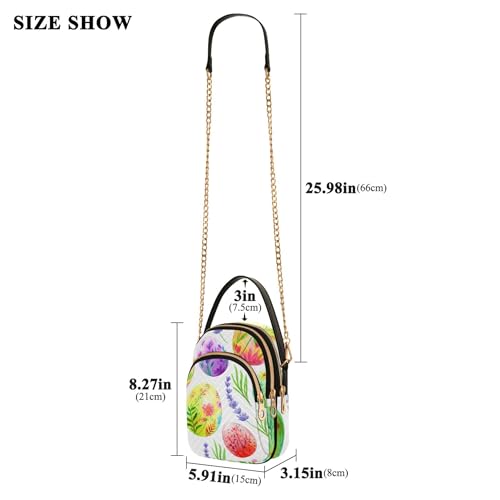 Colorful Floral Easter Eggs White One Shoulder Purse Women Quilted Phone Purse Chain Strap Handbag Cute Ladies Tote Crossbody Satchel3