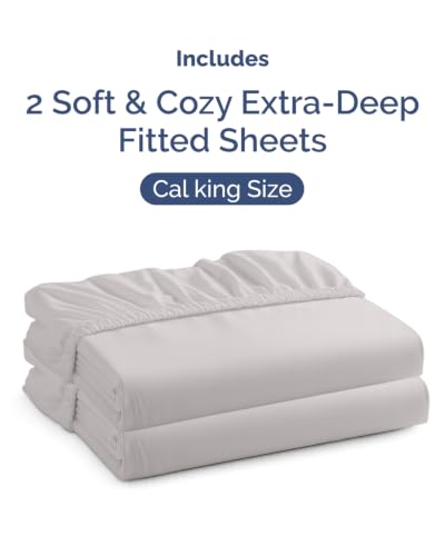 Image of CGK Linens 2 Pack Extra Deep Cal King Fitted Sheets - French Grey