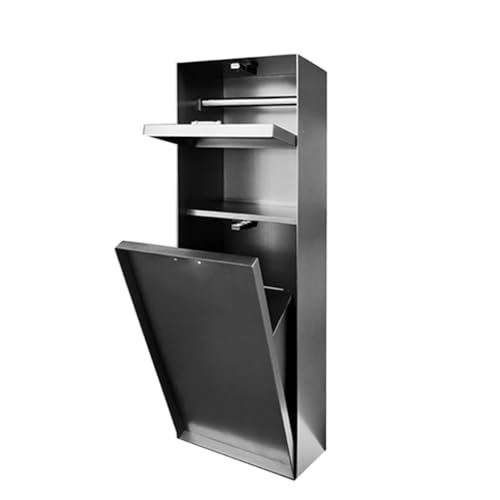 Dntum Stainless Steel Shower Niche Organizer with Trash Can Toilet Brush - Waterproof Embedded Caddy Rack for Bathrooms