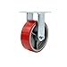 Polyurethane on Cast Iron Rigid Top Plate Caster w/6" x 2" Red Wheel - 1200 lbs Capacity/Caster - Service Caster Brand