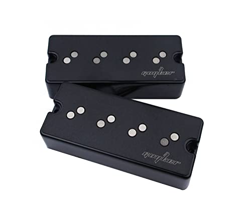 Guyker Double Noise Reduction Pickups Split Coil Humbucking 4 String Bass Pickups Bridge + Neck Alnico Black, Gk-Db4N #TOP2