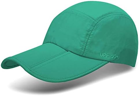 UPF 50+ Foldable Baseball Cap Sun Protection Quick Dry Portable Folding Hats for Men or Women, Aquamarine