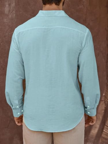 Image of Men's Casual Button Down Shirts Long Sleeve Linen Touch Textured Shirt Wrinkle Free Fashion Casual Vacation Beach Summer Shirt (1001)