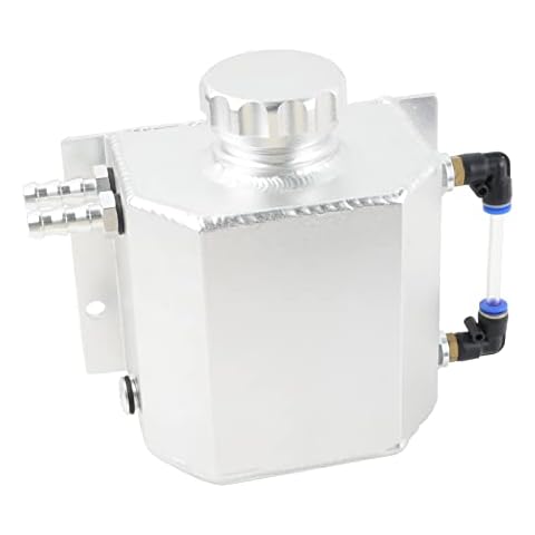 BAGARAATAN Universal 1L Coolant Radiator Tank,Coolant Overflow Tank radiator Overflow Tank,Expansion Tank Recovery Water Tank Reservoir (Silver) Cover