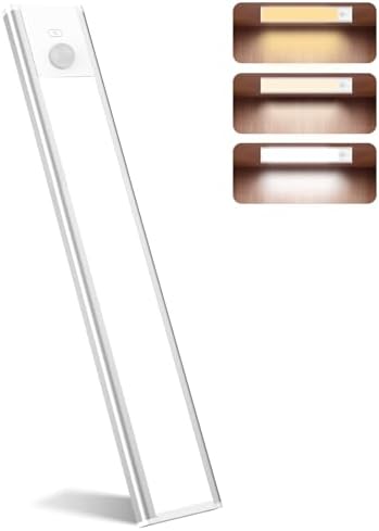 Coolqiya Rechargeable Motion Sensor Closet Light - 30cm LED Under Cabinet Light, Stepless Dimming