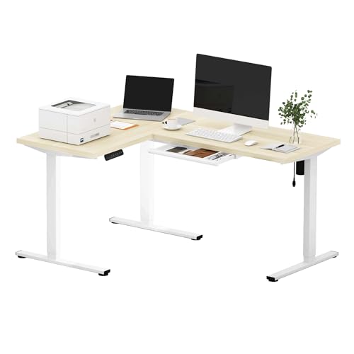 Image of SANODESK Electric L-Shaped Corner Standing Desk with Drawer,63x48