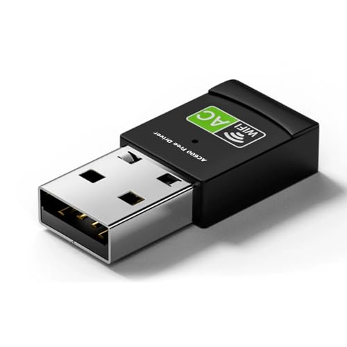 Adaptador Antena WiFi USB - Mini Receptor Dual Band 2.4G/5GHz AC 600Mbps, Antena WiFi para PC Sobremesa, Portatil, Tablet - Realtek Soporta Windows - Inivech (Free Driver)