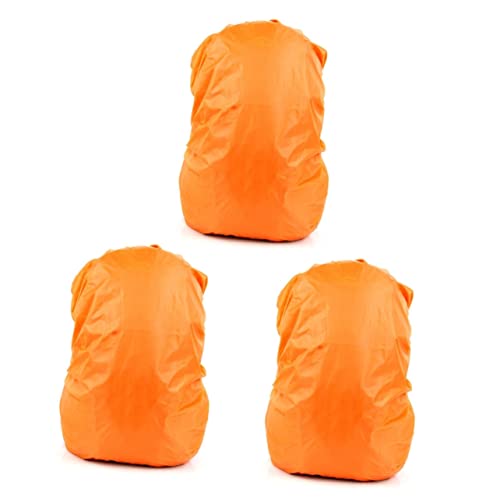 Happyyami 3pcs Rucksack Rain Cover Outdoor Bag Seamless Construction Portable Ultra-Lightweight for Travel Riding and Climbing Orange
