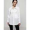 Minibee Women's Casual Cotton Linen Blouse Plus Size High Low Shirt Long Sleeve Tops White