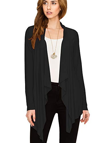 Lock and Love LL Women's Drape Front Open Cardigan Long Sleeve Irregular Hem