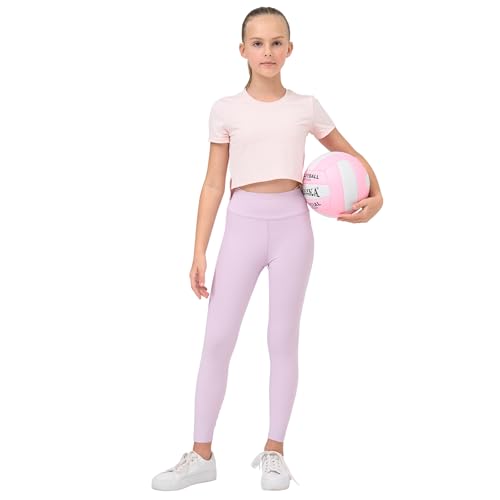 Girls Leggings 2 PCS Toddlers' Running Tights Kids High Waist Pants3