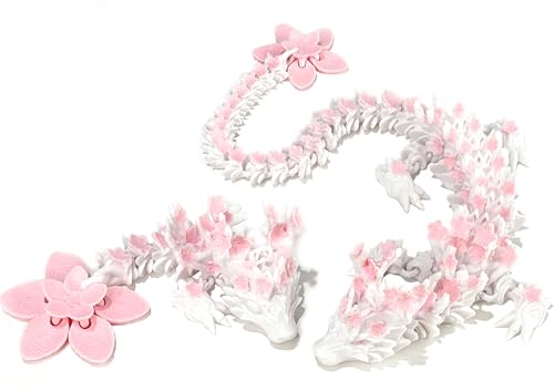 3D Printed Dragon Set,2 Pcs Pink and White Cherry Blossom