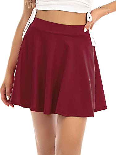 Century Star Women'S Stretchy Flared Pleated Skater Skirt Tennis School Uniforms A Line Mini Short Skirt Wine Red Medium thumb #2