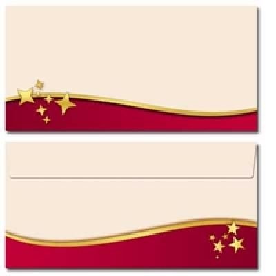 Enveloppes à motifs FÊTES DE NOËL (ROUGE), 10 DIN LONG (110x220 mm) enveloppes sans fenêtre, avec bandes autocollantes Cover