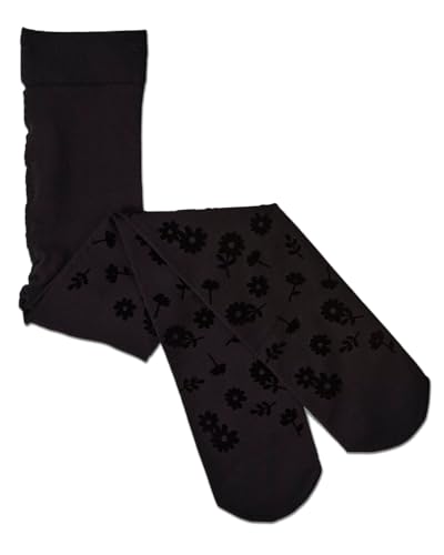 MeMoi Girls Opaque Flower Garden Flocked Tights3