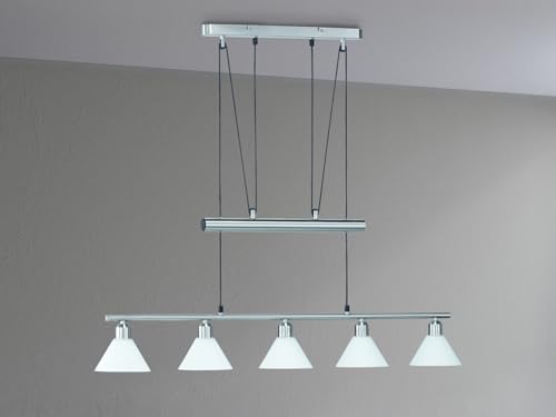 Trio Jojo-Balkenpendel, E14, L.: 102cm, Nickel matt, Glas opal mattweiß