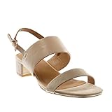  Angkorly - Zapatillas Moda Sandalias Tacón escarpín Correa de Tobillo Mujer Tanga Hebilla Dorado Tacón Ancho Alto 3.5 CM - Beige XH1038 T 41