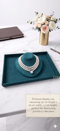 Image of Luxury Velvet Jewelry Organizer Tray for Watch Sunglasses Bangles Earrings Rings Chains Necklace & Others Storage Display Tray in Green