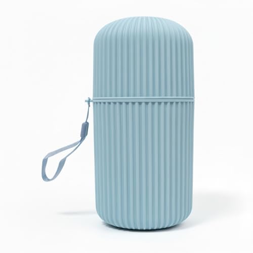 Image of Travel Curry - Travel Toothbrush Cup Case Extra Large Size, Portable Toothbrush Holder Case for Traveling, Camping, Business Trip and School, Plastic Toothbrushes Toothpaste Set (Blue XL)