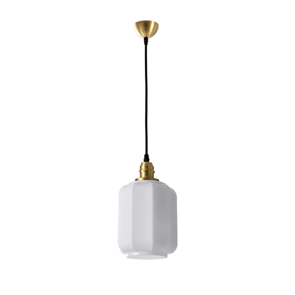 Lustre japonais rétro en verre et métal blanc avec douille E27