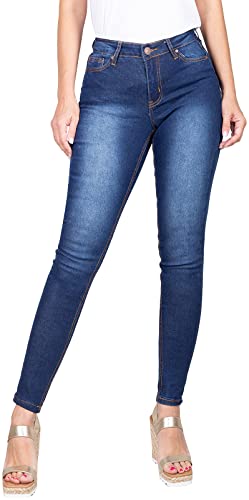 2LUV Women's Stretchy 5 Pocket Denim Blue Skinny Jeans Denim Blue 1