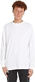 tommy jeans tjm reg ls waffle tee dm0dm18435 top in maglia a maniche lunghe, bianco (white), m uomo