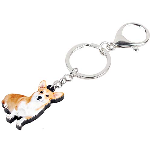 WEVENI Acrylic Pembroke Welsh Corgi Dog Keychain Pet Keyring Novelty Jewelry For Women Girls3