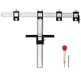 CAMWAY Kit de Gabarit de Quincaillerie Poinçon Réglable Gabarit de Matériel D'armoire Repère de Perforation Guide de Perçage Manchon de Gabarit Outil de Mesure Perçage du Bois Trou de Douille(Noir)