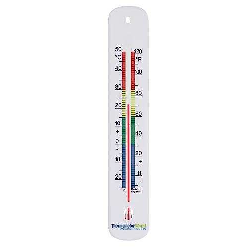 215mm Colour Coded Room Thermometer - Made in UK for Home Office, Garden or G...