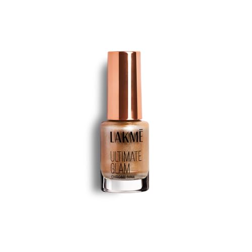 Image of LAKME Ultimate Glam Chrome Nail Paint, Rust, 6ml, for Stylish and Sassy Nails, with Metallic Brilliance, Quick Dry Formula, Glitter Nail Paint, for Women