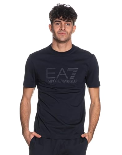 T-shirt bleu EA7 Emporio Armani fini les cols détendus et décolorés
