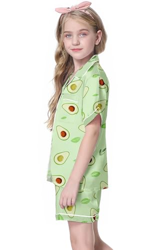 Image of Girls & Womens Satin Pajamas Set, Silk Button-Down Sleepwear 2 Piece Nightwear, 3 Years - Women XXL